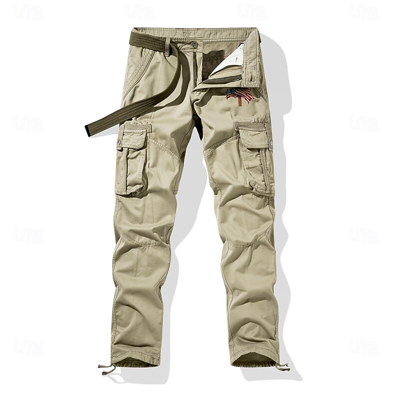 Men's Cargo Pants Cargo Trousers Work Pants Multi Pocket Graphic Cross American Flag Outdoor Full Length Outdoor Sports Outdoor Casual Vintage Sports Yellow Army Green Micro-elastic4