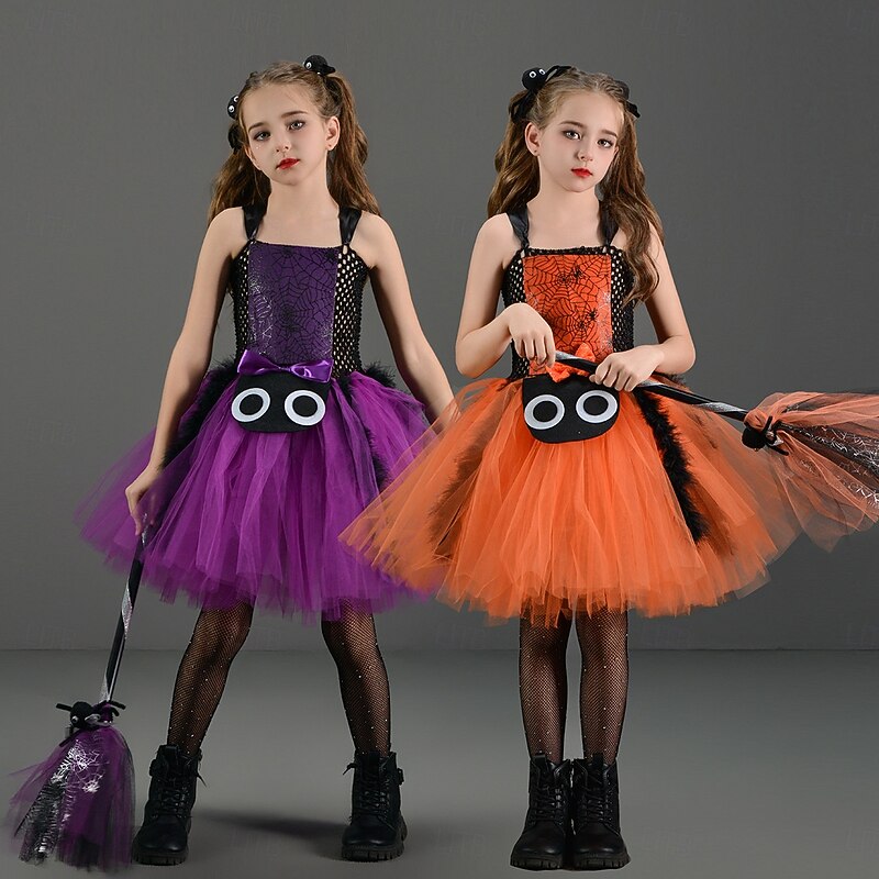 Spider Web Halloween Costume Tutu Dress Up Kid's Girls' Children's Day Masquerade Party Easy Halloween Costumes Dress Up