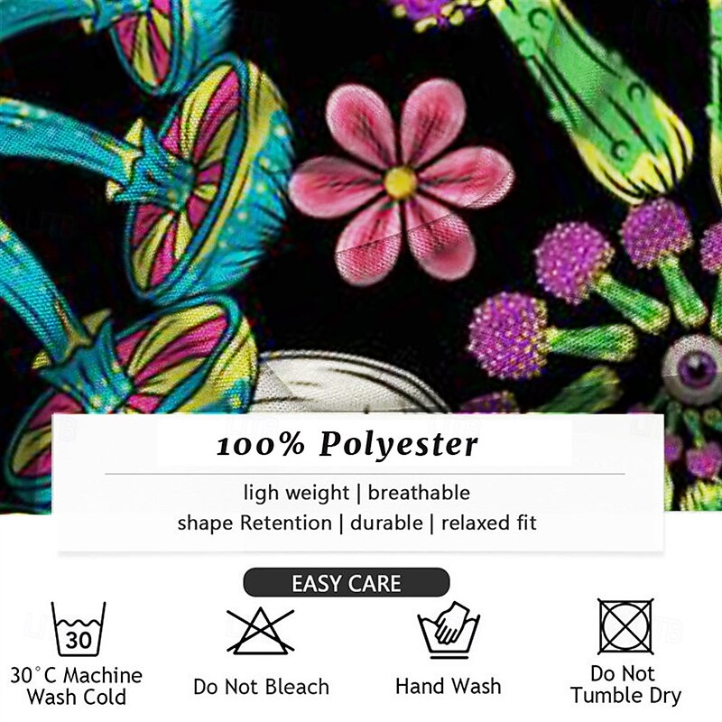 Men's Skull Halloween Costumes Button Up Shirt Short Sleeve Casual Dark Vacation Party Evening Wear Daily Summer Collared Shirts Button Up 3D Print Black3