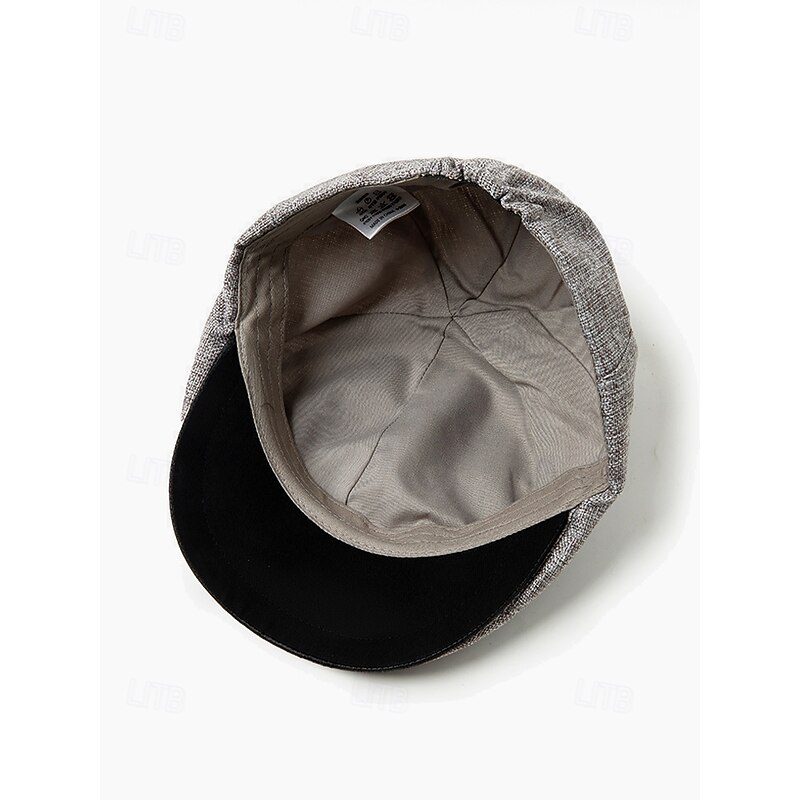 Men's Beret Hat Classic Tweed Flat Cap - Vintage Style Men's Hat with Leather Visor, Perfect for Casual Wear and Outdoor Activities4