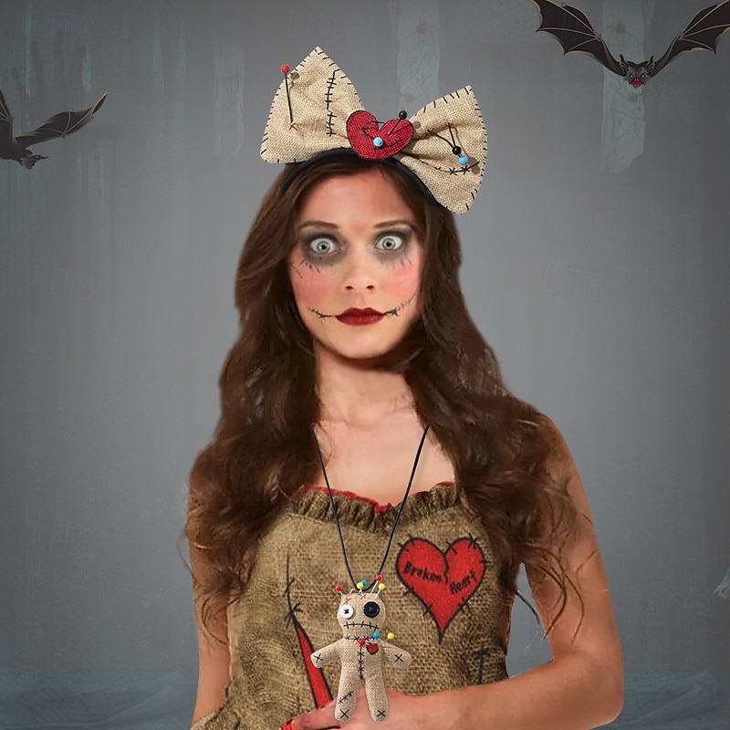 Voodoo Doll Halloween Costume Accessory Sets Scary Costume Kid's Adults' Women's Girls' Halloween Carnival Easy Halloween Costumes Dress Up3