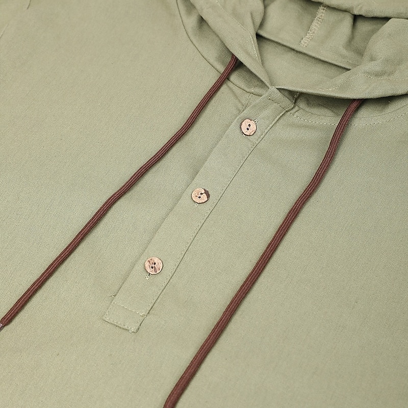 Men's Shirt Linen Shirt Summer Shirt Beach Wear Plain Vacation Curise White Blue Brown Green Long Sleeve Hooded Spring & Summer Clothing Apparel 8