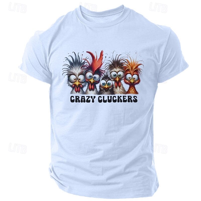Mens T-Shirt, Funny Crazy Cluckers Chicken Graphic Short Sleeve Tee with Puns & Wordplay Humor2