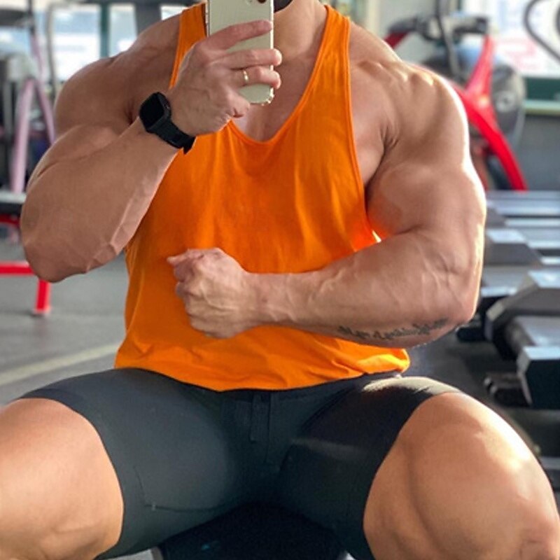 Men's Workout Tank Top Running Tank Top Gym Tank Top Sleeveless Vest / Gilet Casual Athleisure Solid Colored Cotton Quick Dry Soft Breathable Gym Workout Walking Jogging Sportswear Activewear Black2