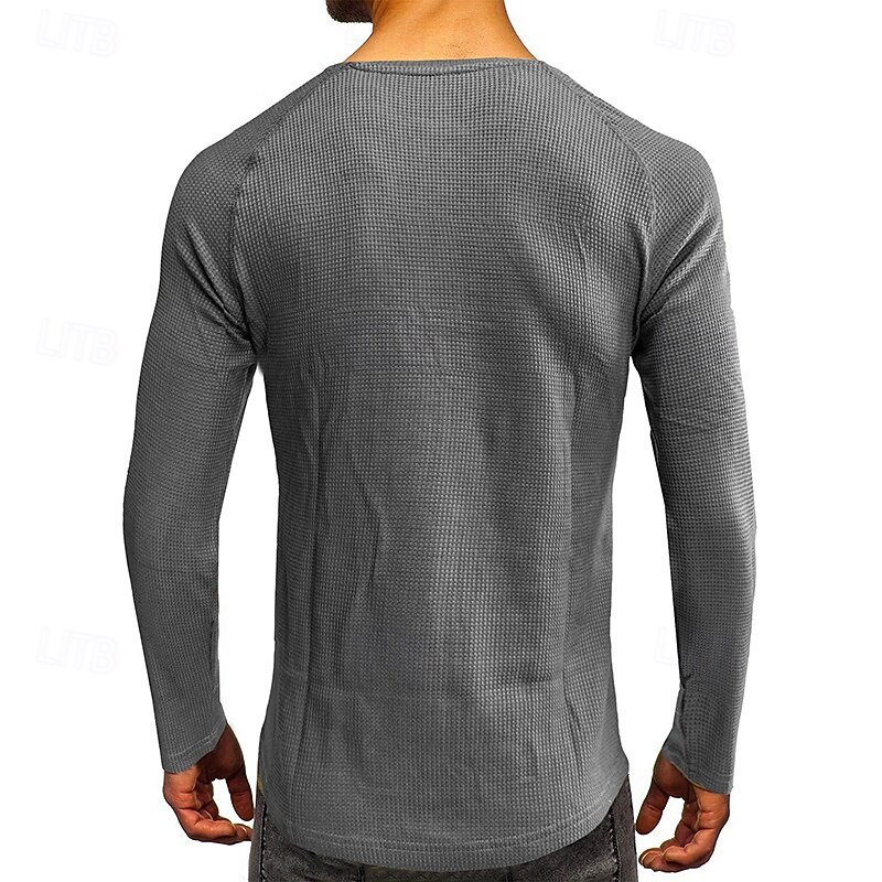 Men's Button T Shirt T Shirt Henley Shirt Tee Long Sleeve Henley Fall & Winter Plain Fashion Designer Basic Vacation Street Going out Black White Wine Top Tee for Men4