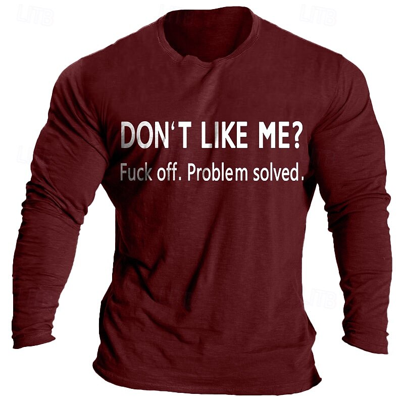 Funny Letter Print Black Wine Dark Blue T shirt Tee Men's Graphic 100% Cotton Shirt Sports Classic Shirt Long Sleeve Comfortable Tee Summer Fall Fashion Designer Clothing S M L XL XXL