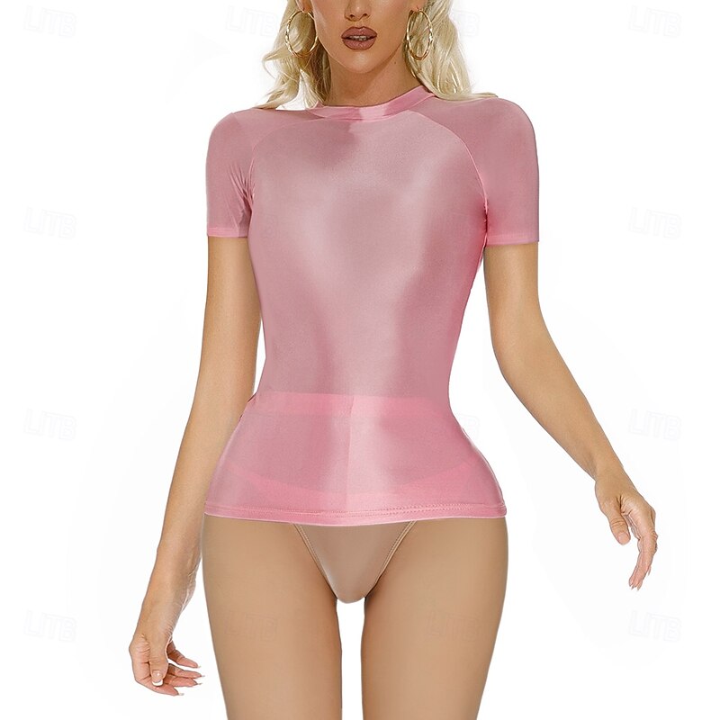 Dance Costumes Activewear Pole dance Top Pure Color Women's Performance Training Short Sleeve High Nylon3