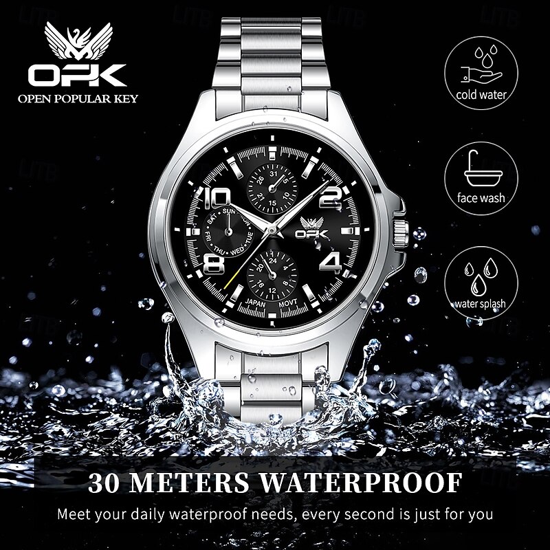 OPK Men Quartz Watch Outdoor Fashion Casual Wristwatch Luminous Waterproof Decoration Leather Watch2