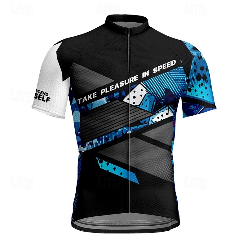 Men's Cycling Jersey Geometic Short Sleeve Bike Tee Tshirt Jersey with 3 Rear Pockets Mountain Bike MTB Quick Dry Anatomic Design Wicking Breathable Sports White Yellow Blue Clothing Apparel3
