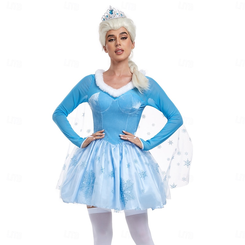 Frozen Fairy Tale Princess Elsa Dress Costume Sexy Costume Dress Up Movie Cosplay for Women's Adults Masquerade Bachelorette Party