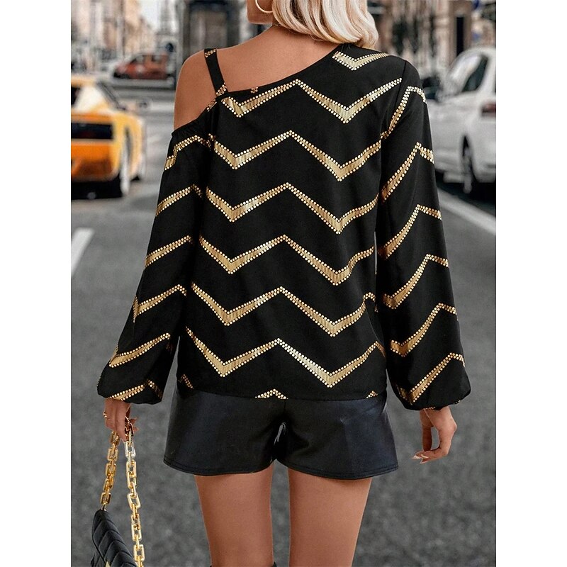 Women's Blouse Stylish Modern Lantern Sleeve Long Sleeve Work Daily Black Spring Fall2