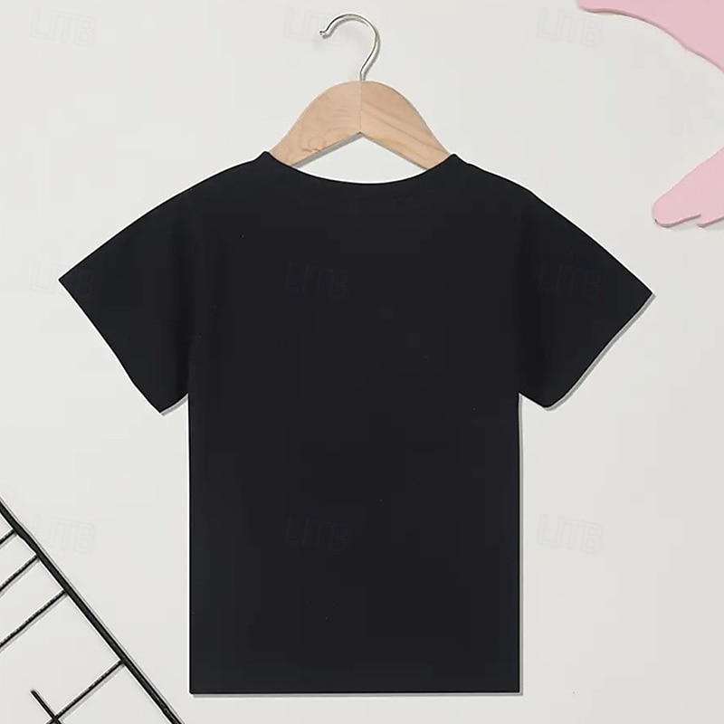 100% Cotton Kids Girls' Black Letters T shirt Tee Crew Neck Short Sleeve Outdoor Daily Vacation Classic Casual Print Summer4
