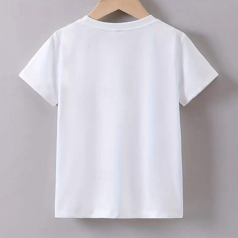 100% Cotton Kids Boys White Blue Hand Letters T shirt Tops Crew Neck Short Sleeve Casual Daily Wear Vacation Fashion Sport Print Summer3