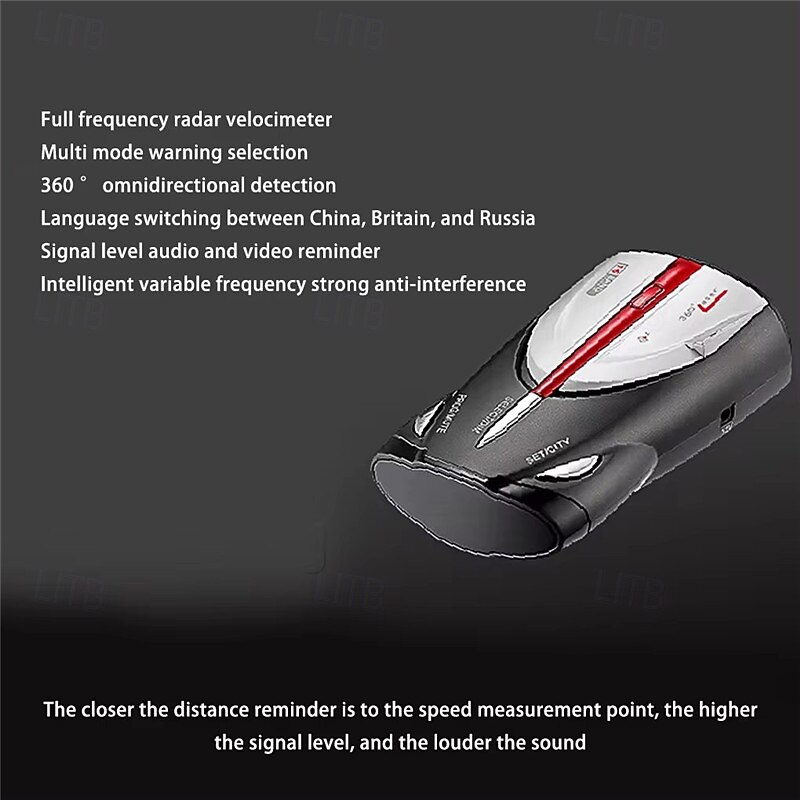 Car Radar Detector Driving Aids Car Speed Detector Voice Fast Speed Vehicle Speed Alarm 360 Degree Detection3