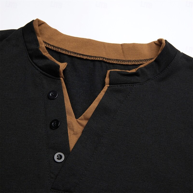 Men's Henley Shirt Tee Top Short Sleeves Plain Fashion Designer Basic Front Pocket V Neck Vacation Street Going out Summer Black Navy Blue Light Grey Henley T-Shirt2