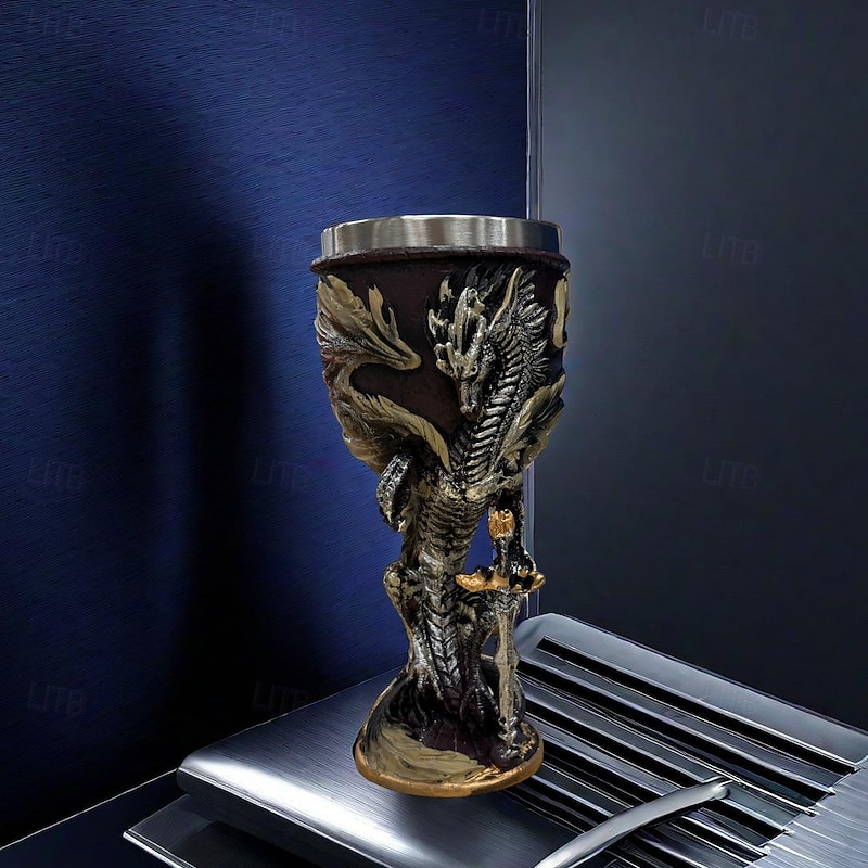1pc, 7oz (200ml) Dragon Cup, Medieval Dragon Wine Glass, Stainless Steel Champagne Glass, Gothic Dragon Sword Goblet,  For Bar, Pub, Club, Restaurant And Home Use3