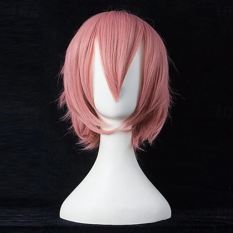 Short Anime Straight Synthetic Wigs with Bangs High Temperature Resistance Anime Party Costume Cosplay Wig for Men and Women2