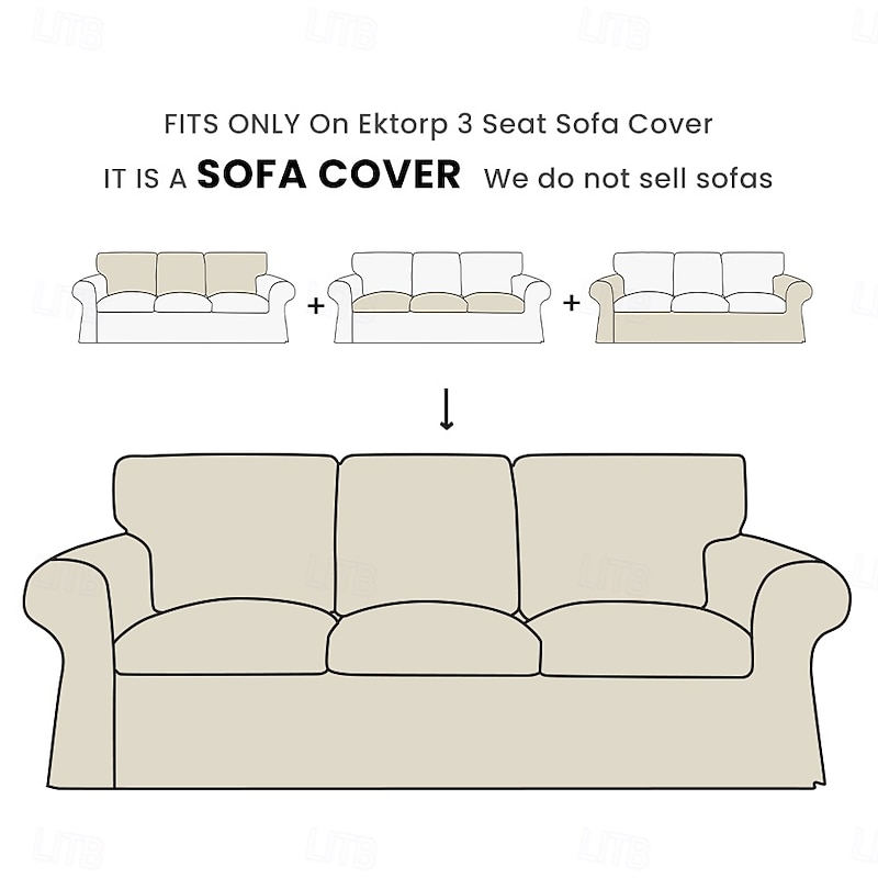 3 Seat Sofa Cover, Couch Cover with 3 Cushion Cover and 3 Backrest Cover For Ektorp Slipcover Washable Furniture Protector  LITB PRIME cover Ektcover2