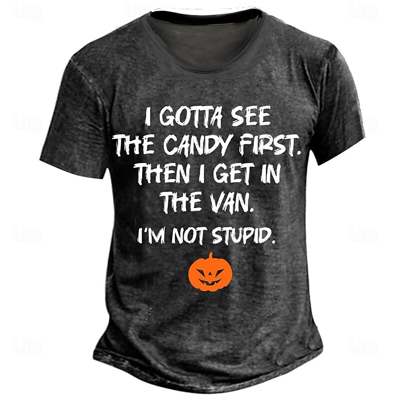 Halloween Men's Pumpkin Funny Slang T Shirt Short Sleeve T shirt 3D Print Crew Neck Shirt Retro Vintage Casual Street Style Street Sports Outdoor Casual Navy Blue Dark Gray Spring & Summer Clothing4