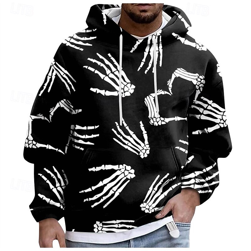 Halloween Skeleton Skull Hoodie Pullover Anime 3D Front Pocket Graphic For Couple's Men's Women's Adults' Halloween Carnival Masquerade 3D Print Party Casual Daily4