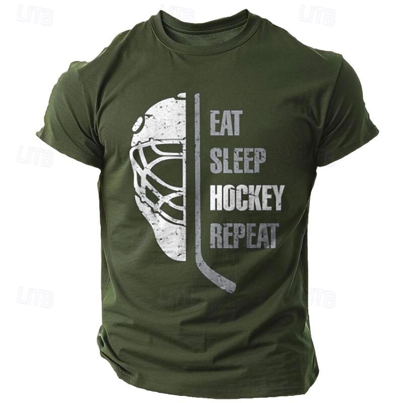 Men's Hockey Lifestyle Graphic T-Shirt - Eat Sleep Hockey Repeat Tee2