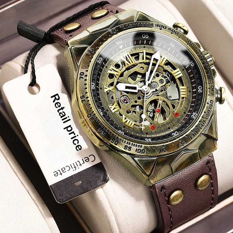 BINBOND A275 Men's Watches Retro Luxury Bronze Automatic Mechanical Watch Fashion Sports Mens Wristwatches