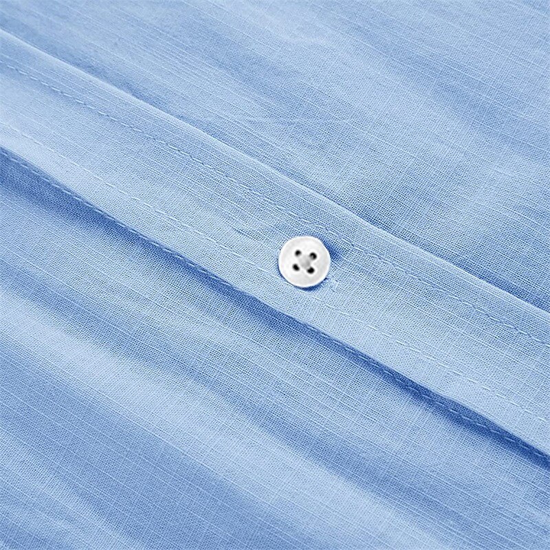 Men's Linen Shirt Summer Shirt Beach Wear Button Up Shirt Plain Casual Daily White Sky Blue Beige Gray Long Sleeve Button Down Collar Spring &  Fall Clothing Apparel Pocket3