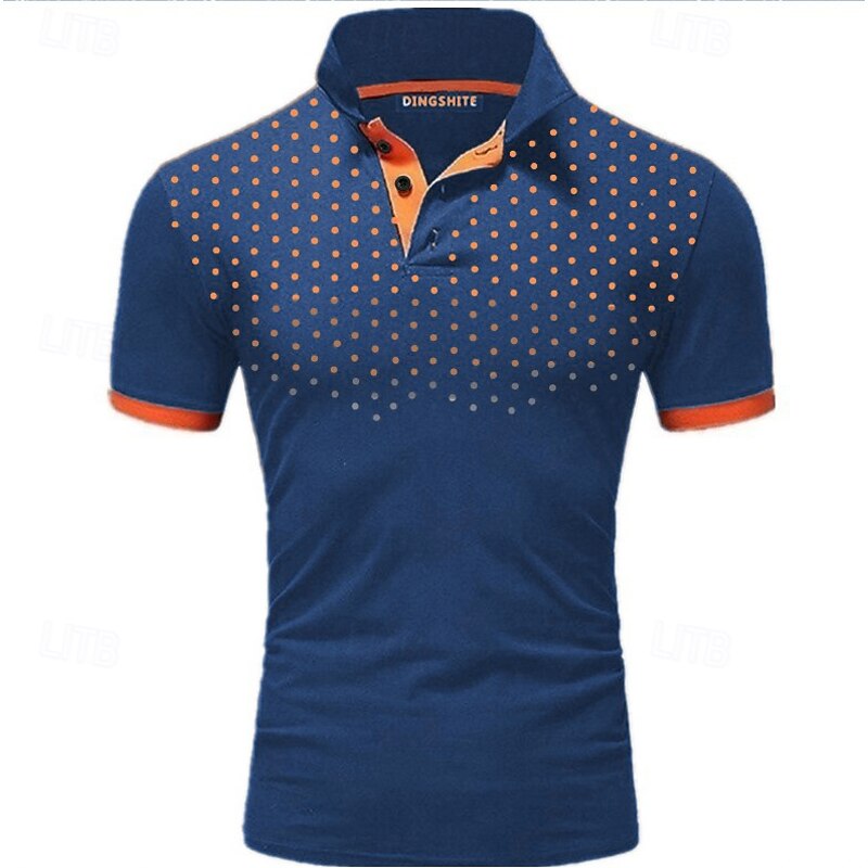 Men's Polo Shirt Golf Shirt Casual Daily Polo Collar Classic Short Sleeve Casual Soft Polka Dot Dot Button Front Summer Spring Regular Fit Black White Red Navy Blue Orange Light Grey Polo Shirt2