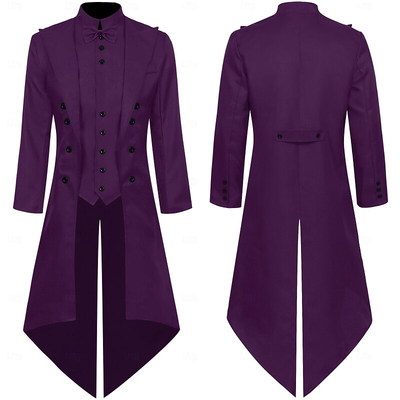 Vintage Punk & Gothic 18th Century Coat Cosplay Costume Tuxedo Vampire Gentleman Embroidered Fancy Dress Men's Steampunk Halloween Carnival Masquerade Performance Renaissance Fair LARP Adults' Tuxedo3