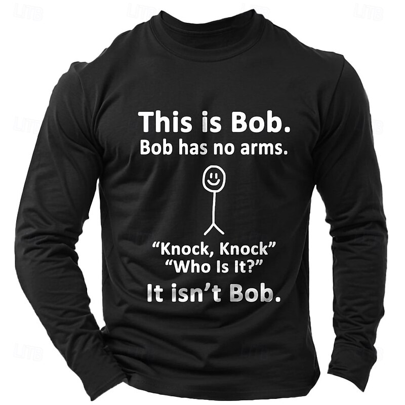 Men's Word / Phrase T Shirt Long Sleeve Shirt 100% Cotton Long Sleeve Graphic Shirt Light Heather Grey Black Wine Comfortable Tee Vacation Street Fashion Designer Clothing4