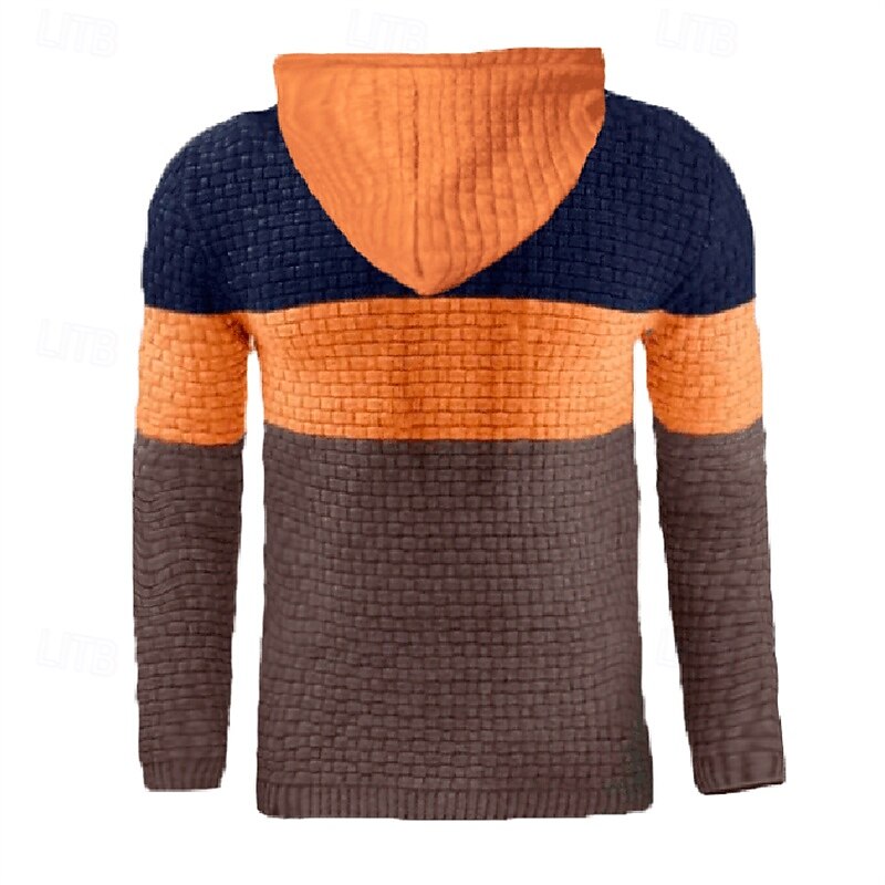 Men's Hoodie Waffle Hoodies White Yellow Army Green Red Navy Blue Hooded Color Block Patchwork Ribbed Textured Sports & Outdoor Daily Holiday Polyester Streetwear Basic Casual Spring &  Fall Clothing4