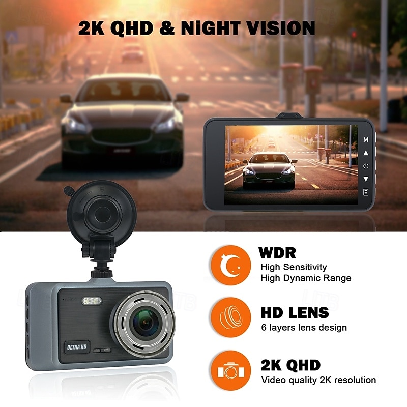X9 1440P New Design / HD / with Rear Camera Car DVR 170 Degree Wide Angle 4 inch IPS Dash Cam with WIFI / Night Vision / G-Sensor 4 infrared LEDs Car Recorder4
