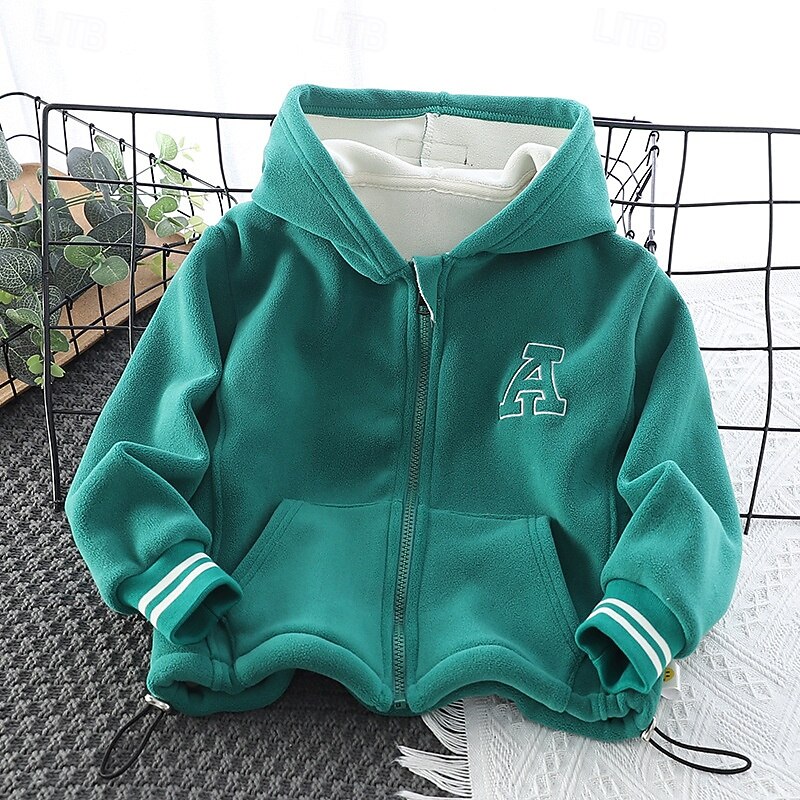 Boys' 3D Letter Hoodie Coat Outerwear Long Sleeve Fall Winter Streetwear Sport Basic Kids 4-8Years Vacation Sport Daily Regular Fit4