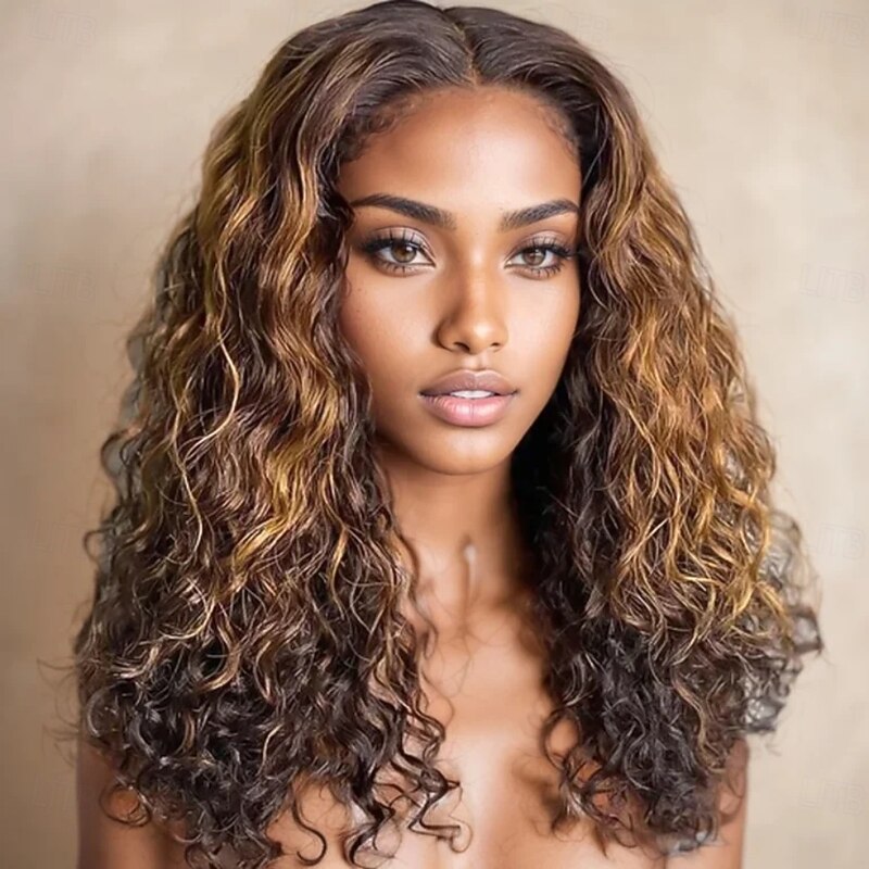 Remy Human Hair 13x4 Lace Front 4x4 Lace Front Wig Side Part Middle Part Free Part Brazilian Hair Curly Body Wave Multi-color Wig 130% 150% 180% Density with Baby Hair Highlighted / Balayage Hair