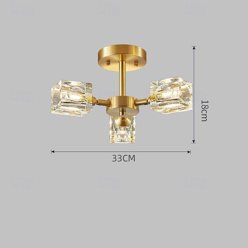 LED Ceiling Lights 3-Color Light Source 33cm 3/4/5/6-Light Semi Flush Mount Crystal Material Ceiling Plate Lighting Fixtures Luxury for Living room Dining room Study 110-240V3