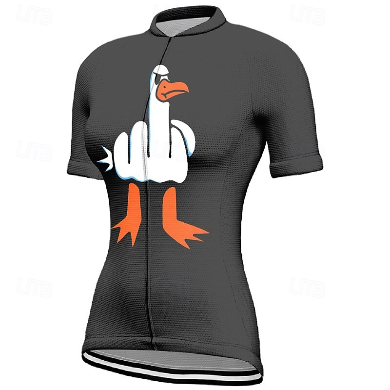 Women's Cycling Jersey Cartoon Short Sleeve Bike Tee Tshirt Top with 3 Rear Pockets Mountain Bike MTB Road Bike Cycling Quick Dry Front Zipper Wicking Sports Black Dark Gray Green Clothing Apparel2