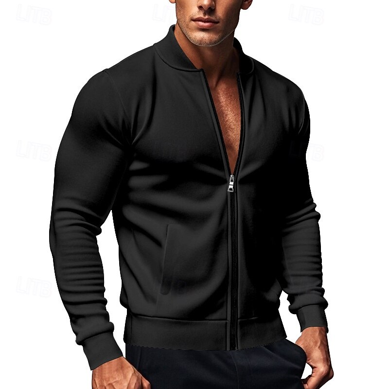 Men's Lightweight Jacket Varsity Jacket Daily Vacation Breathable Patchwork Spring & Fall Color Block Fashion Classic Stand Collar Regular Black Yellow Red Navy Blue Royal Blue Jacket 26