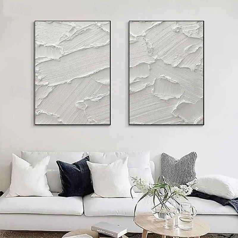 Wabi sabi oil painting handmade Wall Art Beige Abstract Painting on Canvas A Pair Beige 3d white Texture oil painting hand painted Wall Art Neutral Abstract oil painting Wall Art  Wal Decor3