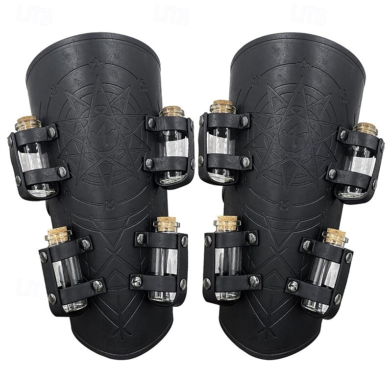 Punk & Gothic Medieval Renaissance Wristband Warrior Drawstring Archery Fancy Dress Men's Women's Viking Carnival Masquerade Performance Masquerade Renaissance Fair Adults' Arm Guards2