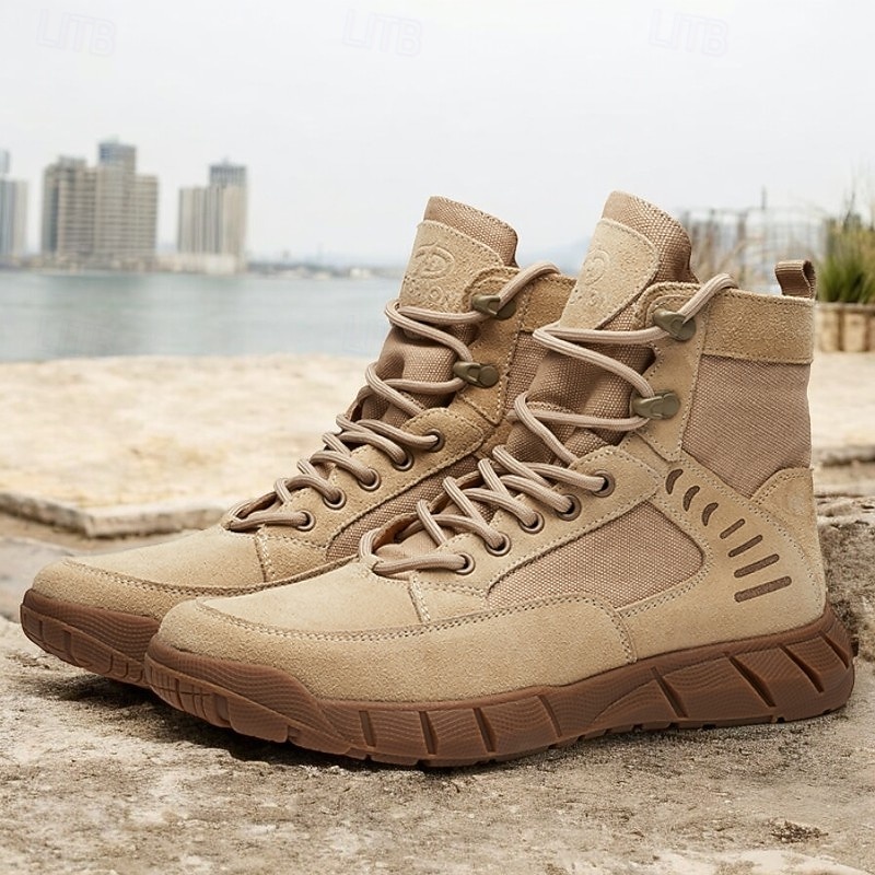 Men's Tactical Desert Combat Boots with Lace-Up Design and Rugged Sole - Durable Military-Style Footwear for Outdoor Adventures2