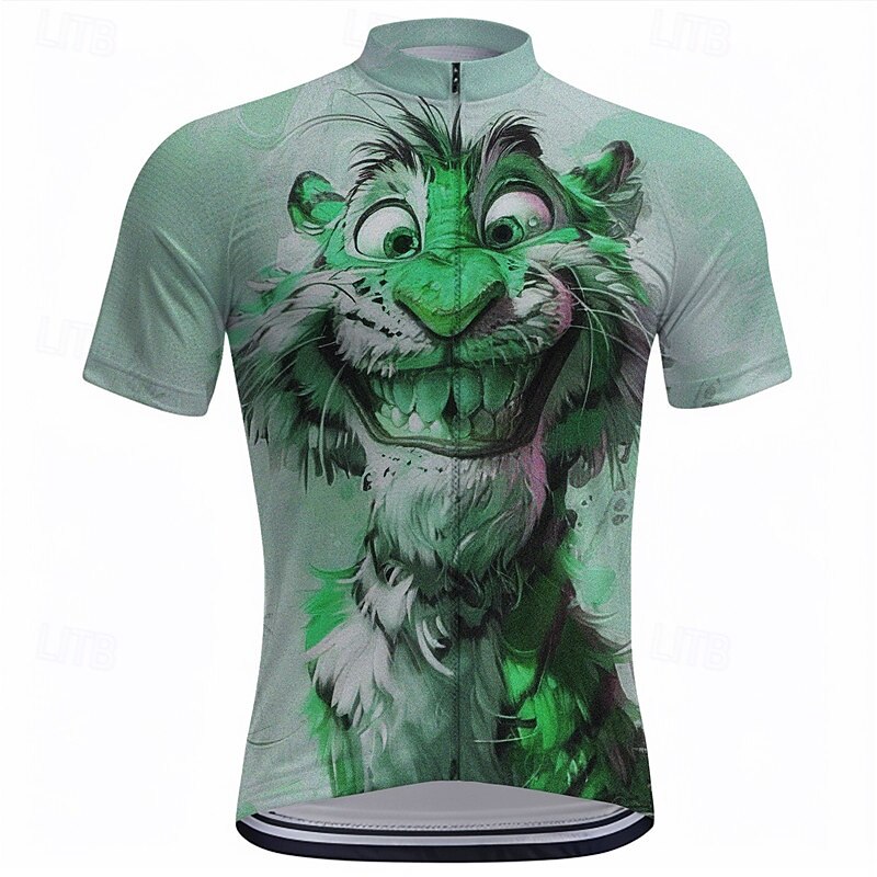 Men's Cycling Jersey Cartoon Tiger Short Sleeve Bike Tee Tshirt Top with 3 Rear Pockets Mountain Bike MTB Road Bike Cycling Quick Dry Front Zipper Wicking Sports Blue Purple Green Clothing Apparel3