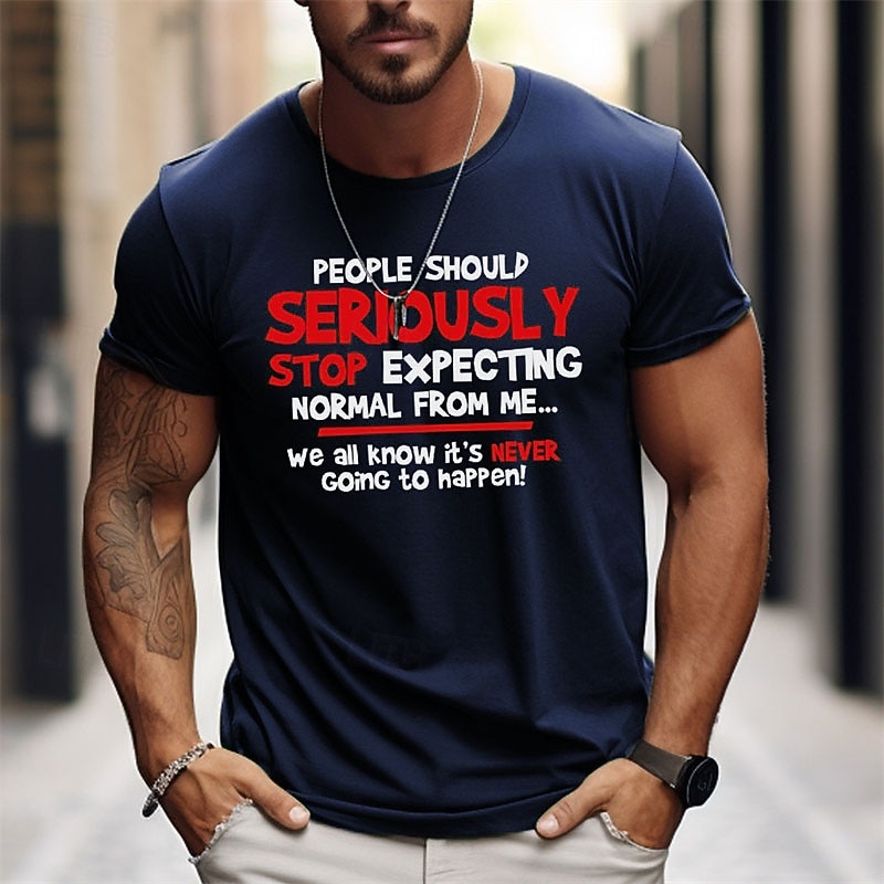 Men's Letter Graphic Prints T Shirt Graphic Tee Cotton Short Sleeve Graphic Shirt Black Dark Grey Army Green Comfortable Tee Outdoor Street Fashion Designer Clothing