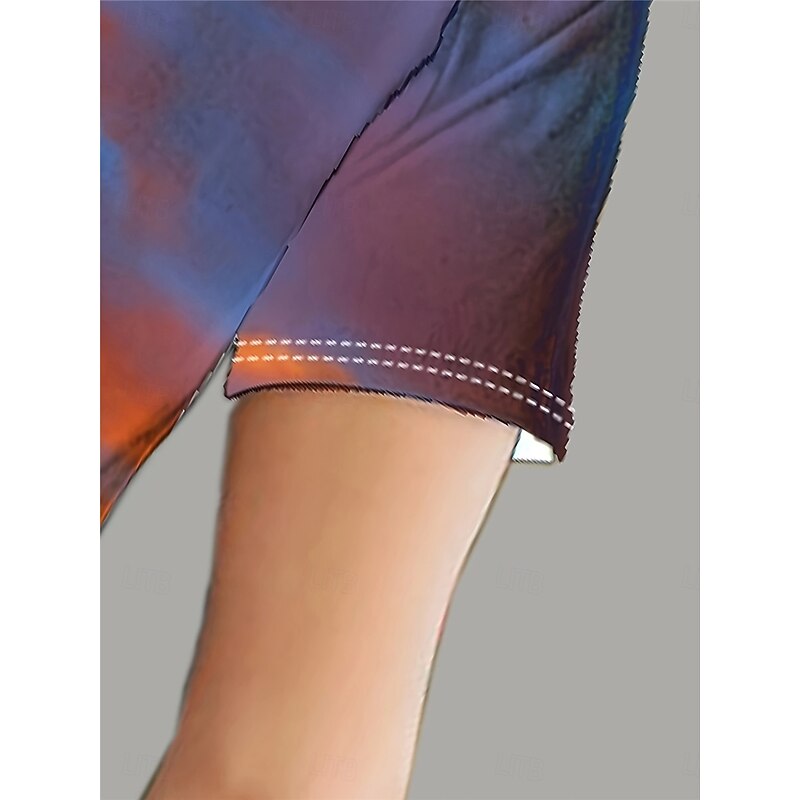 Women's T Shirt Casual Print Short Sleeve Regular Tops Vacation Daily Purple Summer4