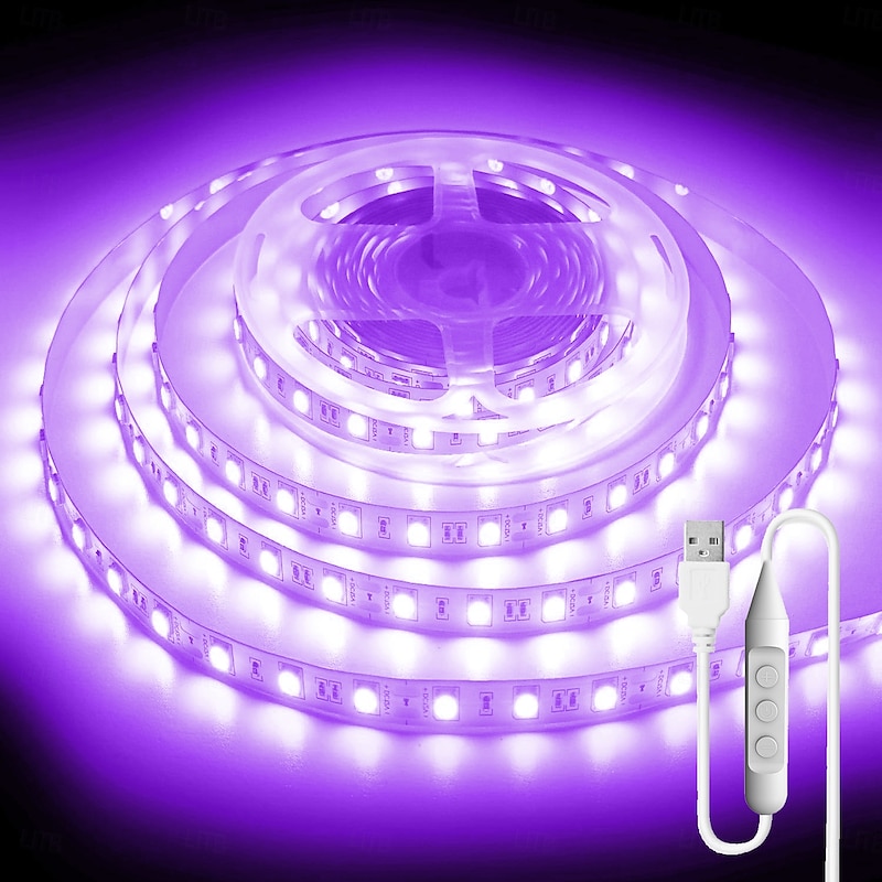 UV Ultra-high Brightness USB Black Light Strip DC5V 390nm-400nm 1-5M SMD 5050 60LEDs IP67 Waterproof Ultra Bright LED Light Strip Suitable for Fluorescent Dance Party Body Paint Stage Lighting2