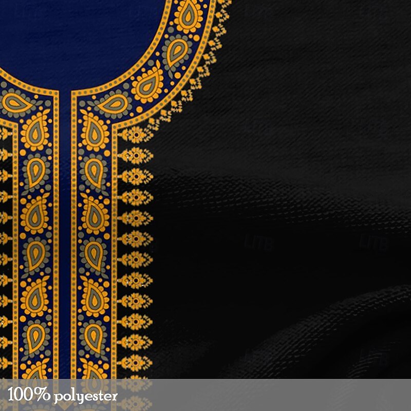 Men's Boho / Paisley / Damask T shirt Long Sleeve 3D Print Vintage Daily Summer Spring Fall Black Henley Collar Henley T-Shirt2