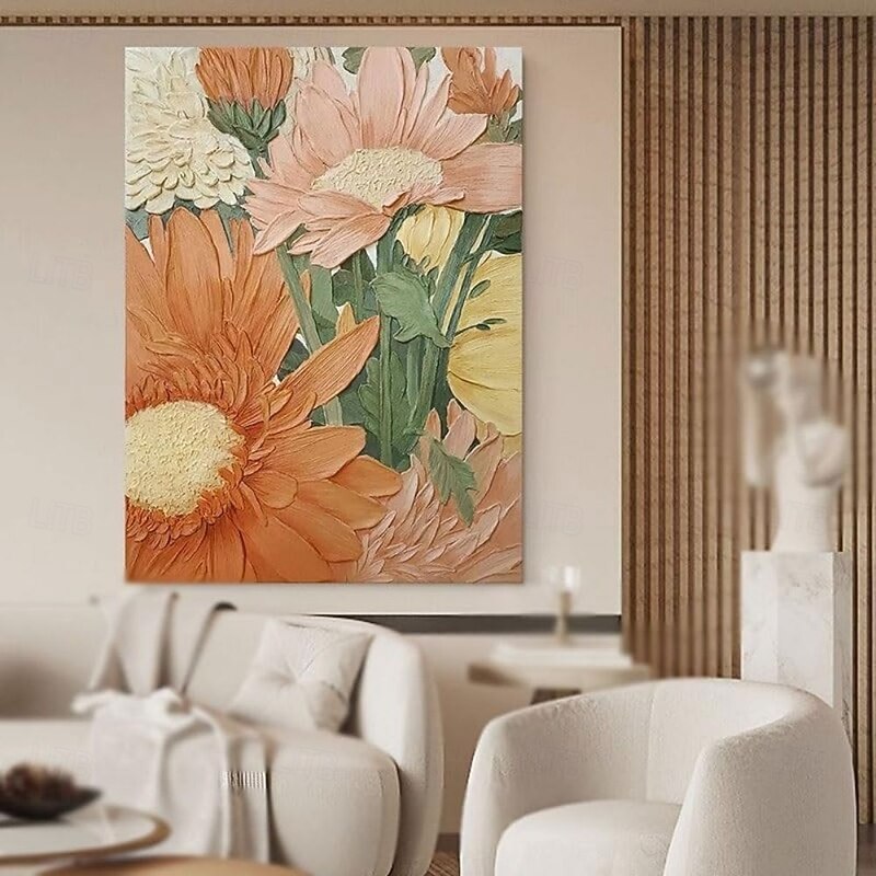 Handmade Oil Painting Canvas Wall Art Decoration Abstract Flowers Texture for Home Decor Rolled Frameless Unstretched Painting2