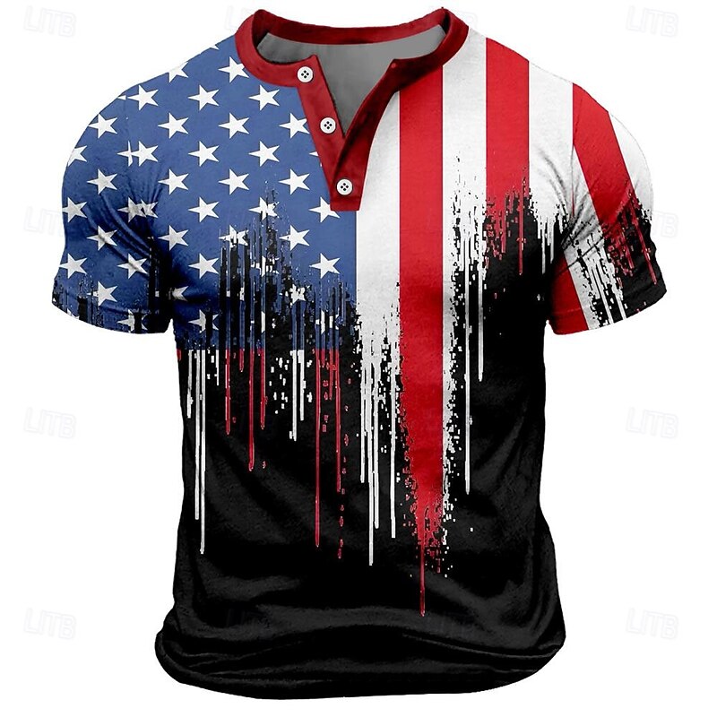 Star American US Flag Fashion Athleisure Men's 3D Print T shirt Tee Street Sports Outdoor American T shirt White Short Sleeve Henley Shirt Summer Spring Clothing Apparel S-3XL4