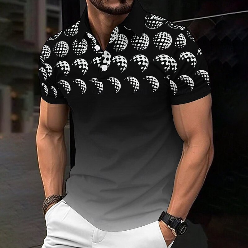 Casual Men's Polo Shirt Golf Polo Short Sleeve Daily Wear 95% Polyester 5% Spandex Turndown Polo Shirts Black Spring & Summer S M L Micro-elastic Lapel Polo