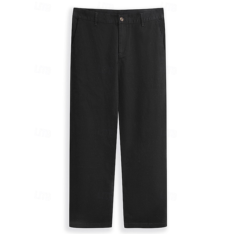 Men's Trousers Chinos Chino Pants Casual Pants Buttons Front Pocket Plain Comfort Soft Business Daily Going out Fashion Streetwear Black White Micro-elastic4