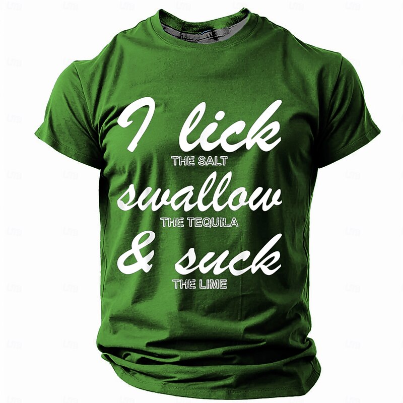 Mens Funny Tequila Graphic T-Shirt, 'I Lick The Salt Swallow The Tequila & Suck The Lime' Quote, Short Sleeve4